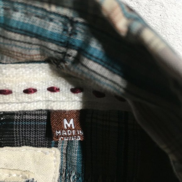 #61 Button Up Pearl Snap Plaid Western Shirt Men's Sz Medium Coastal Long Sleev - Picture 8 of 9